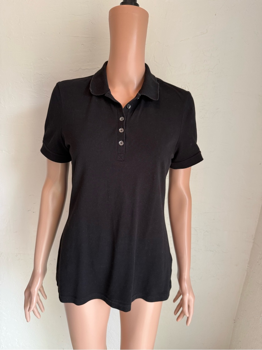 Burberry Y2K Classic Black Short Sleeve Button-Down Polo Shirt Women’s Size M